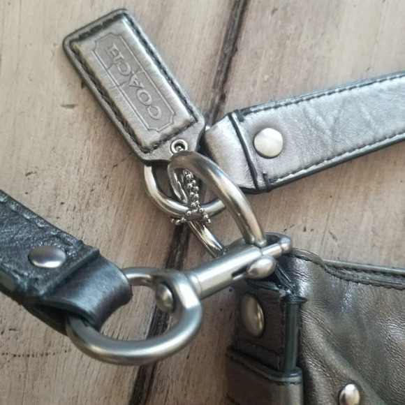 Coach Silver Grey Crossbody Bag  Satchel Leather - Picture 5 of 14